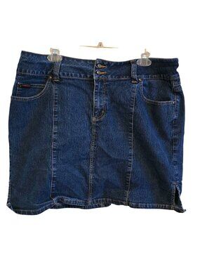 Fubu The Collection Women’s Denim Skirt Double Button Classic boho date night